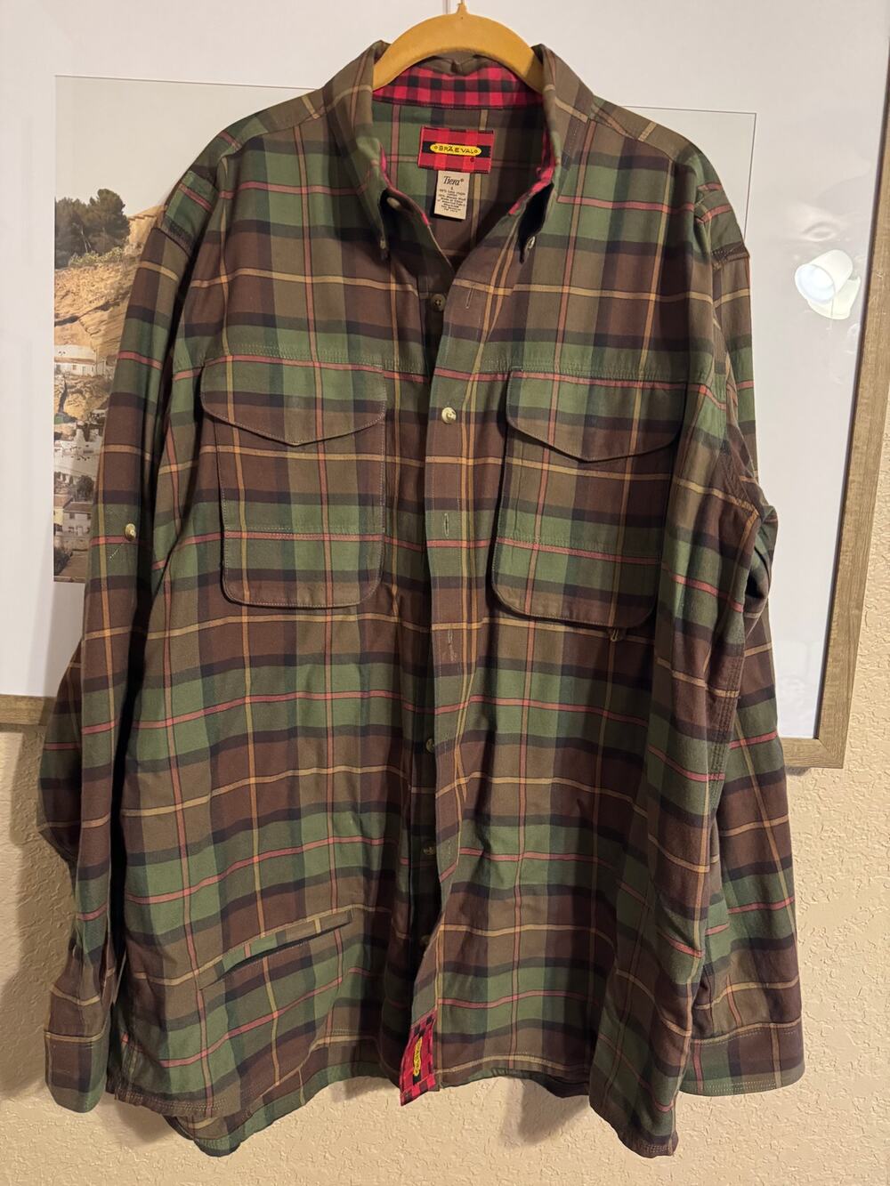 Braeval Exventurer Plaid Flannel Field Shirt Glen Green Highlander Men's Large